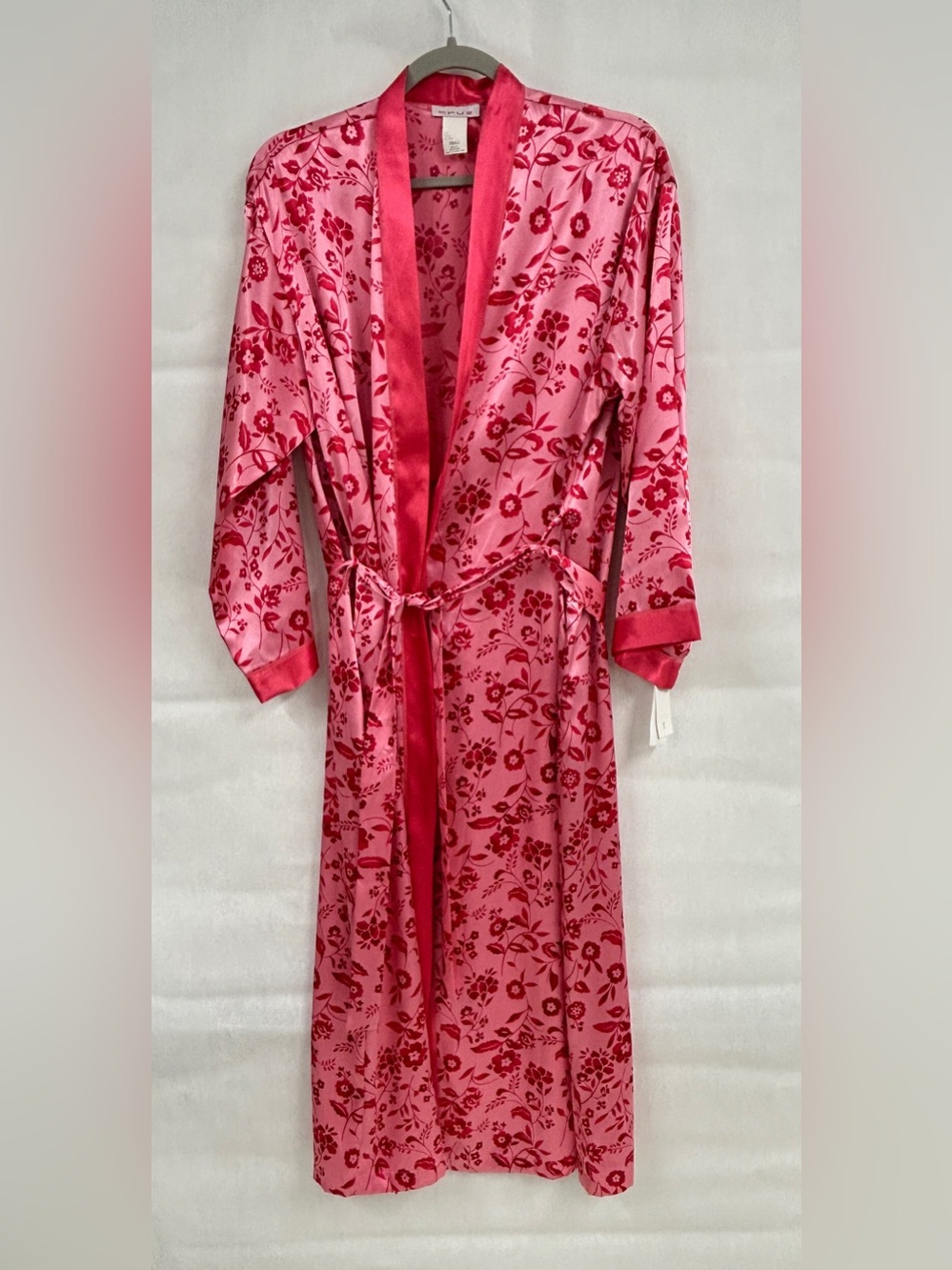 Cruz Small Pink Floral Satin Robe Cottagecore Coquette Valentine Grandma Lounge